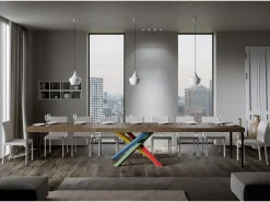 Mesa extensible 90x140/400 cm Volantis Premium Nogal estructura multicolor 4/B