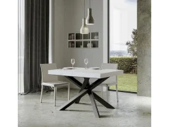 Mesa extensible 90x140/400 cm Volantis Premium Fresno Blanco estructura Antracita