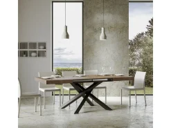 Mesa extensible 160/264x90 cm Volantis nogal patas antracita