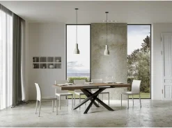 Mesa extensible 160/264x90 cm Volantis nogal patas antracita