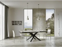 Mesa extensible 180/284x90 cm Volantis Evolution fresno blanco estructura et patas antracita