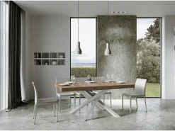 Mesa extensible 90x160/420 cm Volantis Premium Roble Natural estructura blanco