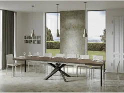 Mesa extensible 90x200/460 cm Volantis gris paloma patas antracita