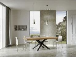 Mesa extensible 90x140/400 cm Volantis Premium Roble Natural estructura Antracita