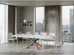 Mesa extensible 90x200/460 cm Volantis Premium Fresno Blanco estructura multicolor 4/B
