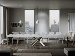 Mesa extensible 120/380x90 cm Volantis Premium patas fresno blanco multicolor 4/A