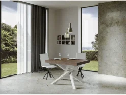 Mesa extensible 90x140/244 cm Volantis Premium Nogal estructura blanco