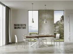 Mesa extensible 90x140/244 cm Volantis Premium Nogal estructura blanco