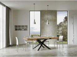 Mesa extensible 130/390x90 cm Volantis roble natural patas antracita
