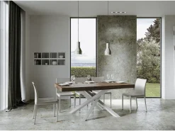 Mesa extensible 180/284x90 cm Volantis nogal patas blancas