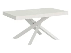 Mesa extensible 160/264x90 cm Volantis fresno blanco patas blancas