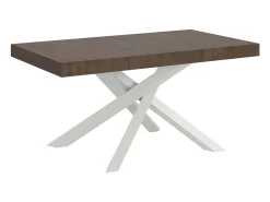 Mesa extensible 160/264x90 cm Volantis nogal patas blancas