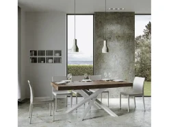Mesa extensible 160/264x90 cm Volantis nogal patas blancas