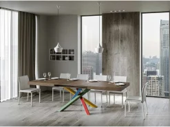 Mesa extensible 200/460x90 cm Volantis nogal patas multicolor 4/B