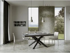 Mesa extensible 90x200/460 cm Volantis Premium Cemento estructura Antracita