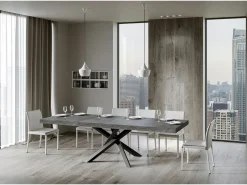 Mesa extensible 90x200/460 cm Volantis Premium Cemento estructura Antracita