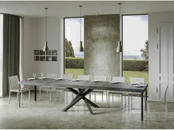 Mesa extensible 90x200/460 cm Volantis Premium Cemento estructura Antracita