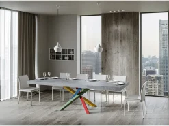 Mesa extensible 120/380x90 cm Volantis Premium patas hormigón multicolor 4/B