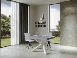 Mesa extensible 130/234x90 cm Volantis cemento patas blancas