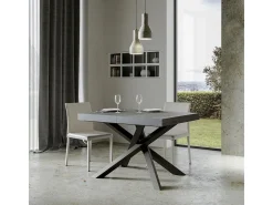 Mesa extensible 120/380x90 cm Volantis hormigón con patas antracita
