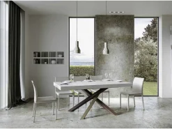 Mesa extensible 90x200/304 cm Volantis Premium Fresno Blanco estructura multicolor 4/C