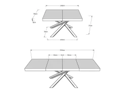 Mesa extensible 90x140/244 cm Volantis Premium cachemira patas antracita