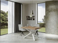 Mesa extensible 130/234x90 cm Volantis roble natural patas blancas