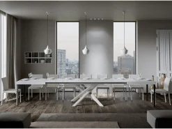 Mesa extensible 200/460x90 cm Volantis fresno blanco patas blancas
