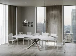 Mesa extensible 180/284x90 cm Volantis fresno blanco patas multicolor 4/C