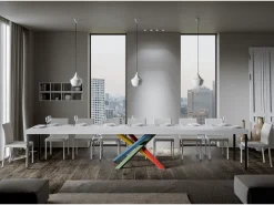 Mesa extensible 90x160/420 cm Volantis Premium Fresno Blanco estructura multicolor 4/B