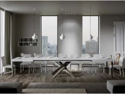 Mesa extensible 180/440x90 cm Volantis fresno blanco patas multicolor 4/C