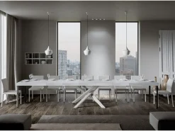 Mesa extensible 90x160/420 cm Volantis Premium Fresno Blanco estructura blanco