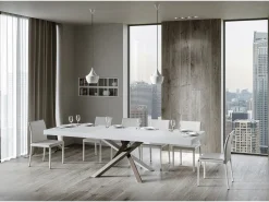 Mesa extensible 90x180/440 cm Volantis Premium Fresno Blanco estructura multicolor 4/C