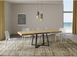 Mesa extensible 120/224x90 cm Zeplir roble natural patas antracita