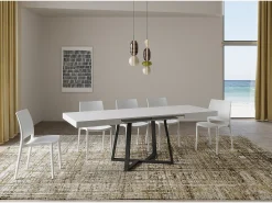 Mesa extensible 130/390x90 cm Zeplir fresno blanco patas antracita