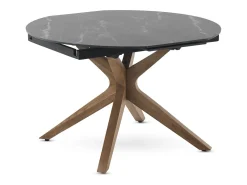 Mesa extensible 120/160x90 pie de roble con sobre cerámico negro