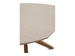 Mesa extensible 120/160x90 pie de roble con sobre cerámico travertino
