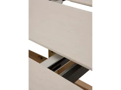 Mesa extensible 120/160x90 pie de roble con sobre cerámico travertino