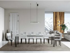 Mesa extensible 140/224x80cm Everyday fresno blanco patas antracita