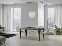 Mesa extensible 140/224x80cm Flame cemento patas antracita