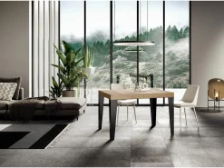 Mesa extensible 140/224x80cm Flame roble natural patas antracita