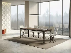 Mesa extensible 140/224x80cm Paxon nogal patas antracita