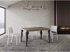 Mesa extensible 140/224x80cm Paxon gris paloma patas antracita