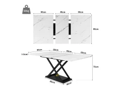 Mesa extensible 120-160x80x75 cm, Mesa telescópica, almacenaje, patas cruzadas de metal negro, para cocina y salón (120-160x80x75 cm)