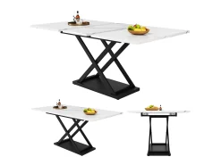 Mesa extensible 120-160x80x75 cm, Mesa telescópica, almacenaje, patas cruzadas de metal negro, para cocina y salón (120-160x80x75 cm)