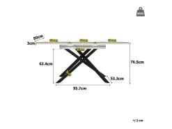 Mesa extensible 120-160x80x76.5cm - Para 6 a 8 personas - En MDF - Blanco y Negro
