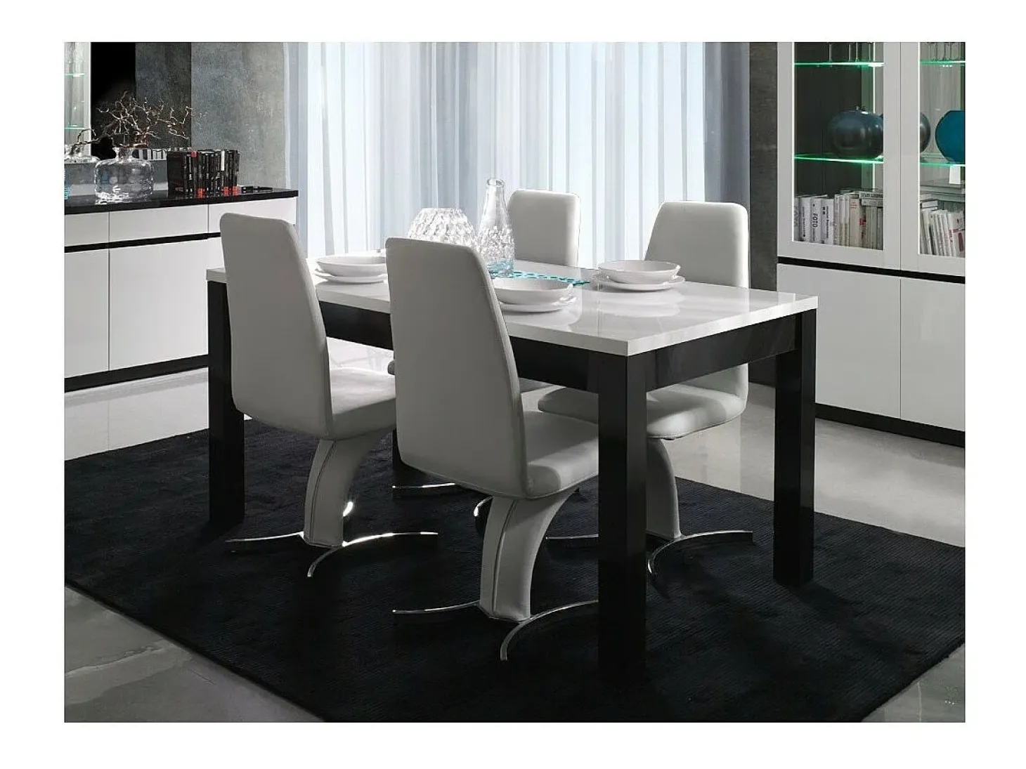Mesa FABIO - Color negro y blanco - 160 cm
