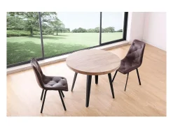 Mesa fija Berg roble honey patas metálicas negras 76 cm(alto) 100cm(ancho) 100 cm(largo)