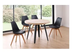 Mesa fija Berg roble nordish/negro 76 cm(alto) 100cm(ancho) 100 cm(largo)