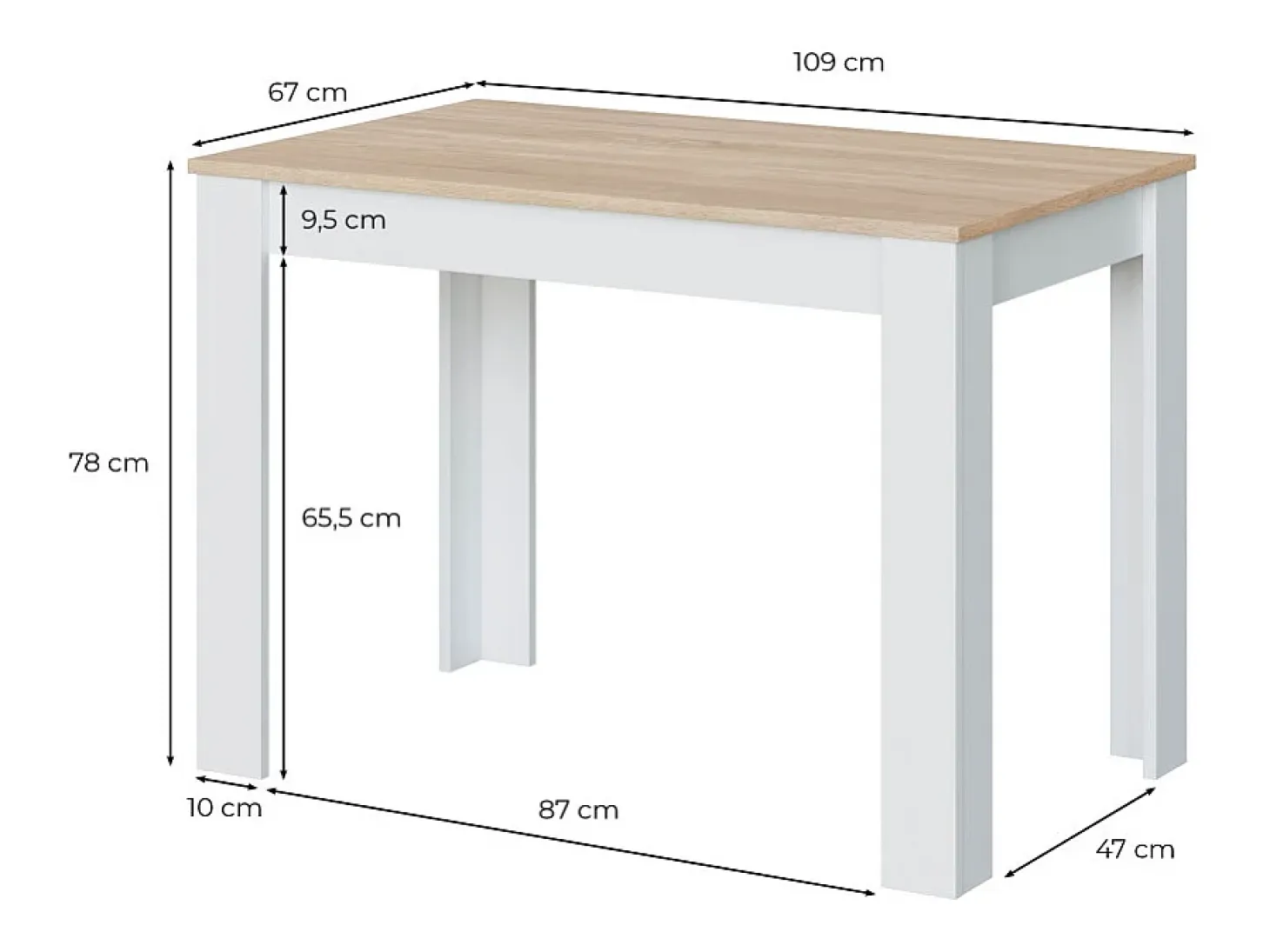 Mesa Fija Cocina Cloe Auxiliar Roble/Blanco 78x109x67 cm